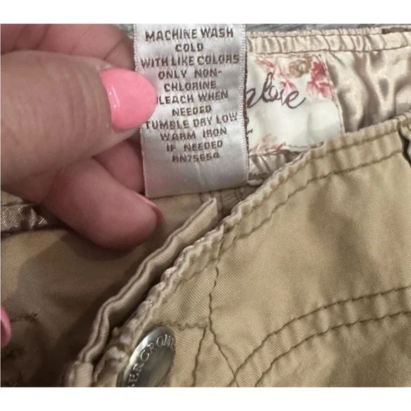 Vtg Abercrombie & Fitch Cargo Military Distressed Y2K Tan Pants Woman’s 4 - Picture 8 of 13